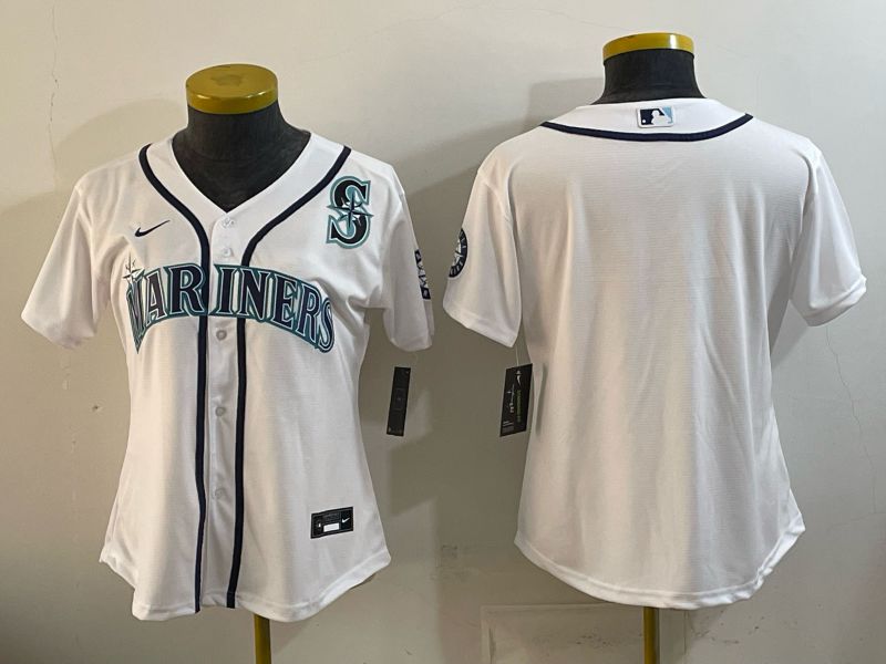 Women 2026 Seattle Mariners Blank White Game Nike MLB Jersey style 005
